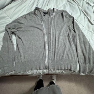 George Gray Cardigan Sweater with Ribbed Details